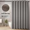 Roman Hole Linen Shower Curtain with Creative Digital Print and Magnetic Closure