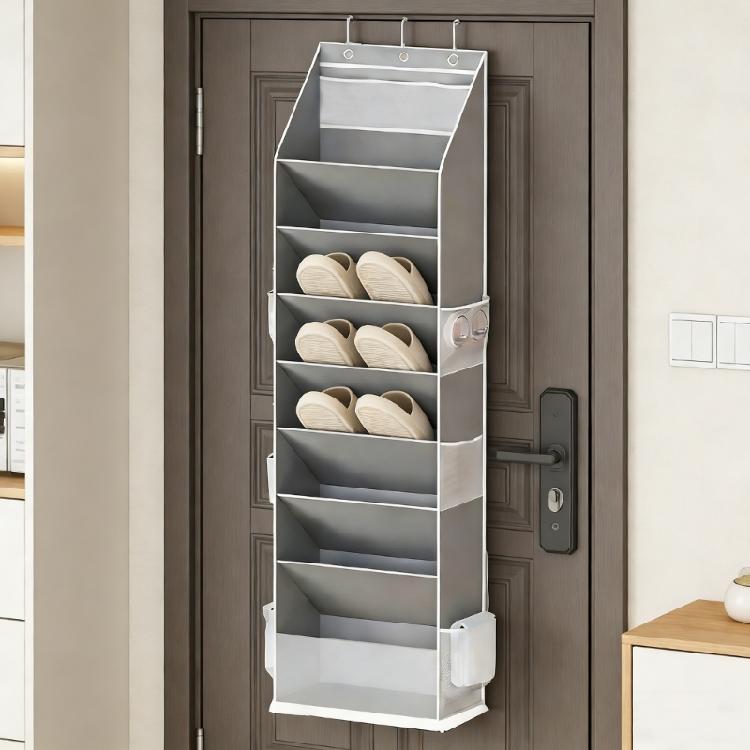 Modern Fabric Shoe Display For Door Back Providing 8 Shelves And Extra Pockets For Improved Arrangement