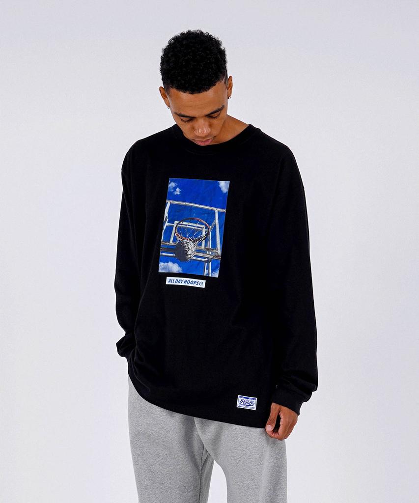 ALL DAY HOOPS The Basket Oversized Long Sleeve T-Shirt Black