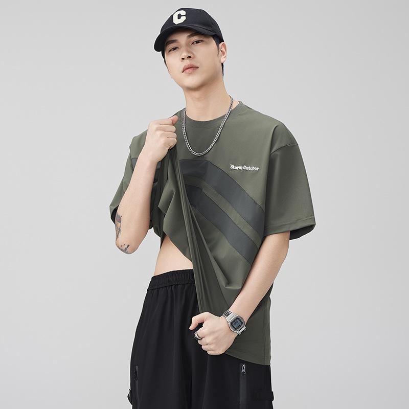 New Black Technology Ice Silk Short-sleeved T-shirt Men's Non-iron Sports and Casual Half-sleeved Top