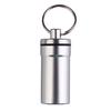 Mini Pill Box Keychain Aluminum Alloy Outdoor Pocket Pill Box Container Metal Mini Pill Organizer for Medicine Organization