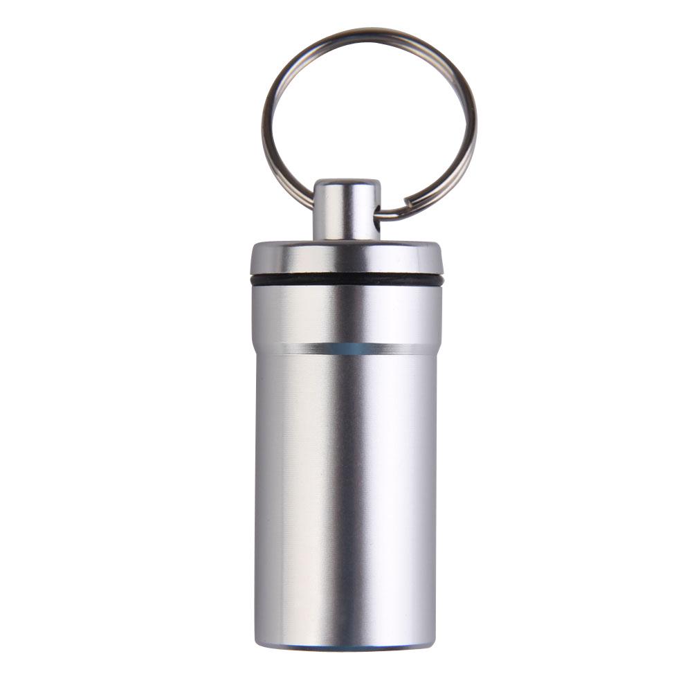 Mini Pill Box Keychain Aluminum Alloy Outdoor Pocket Pill Box Container Metal Mini Pill Organizer for Medicine Organization