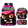 Cartoon Geometry Dash Kinder Schulrucksack mit Umhängetasche Federmäppchen Schultaschen für Jungen Mädchen Bestes Geschenk