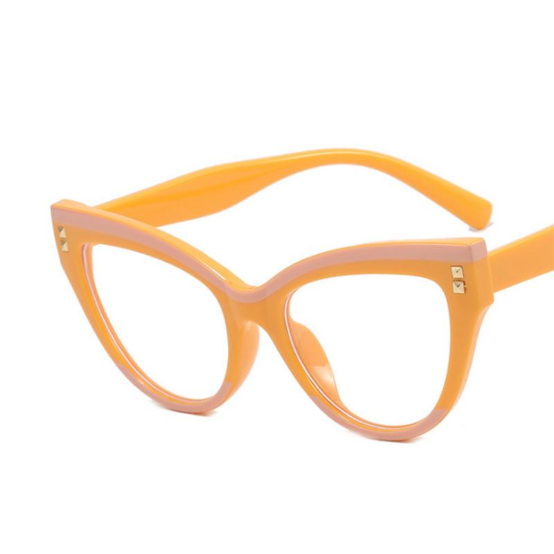 Cat Eye Rivets Black White Frame Clear Glasses Myopia Nerd Spectacles  -0.5 -1.0 -2.0 To -6.0 Fashion Hyperopia +0.5 To +6.0