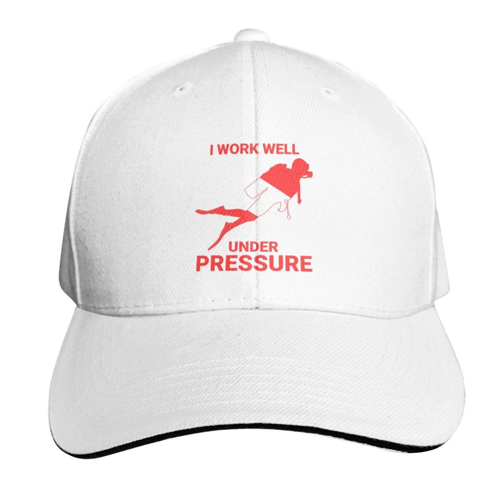 I work well under pressure Scuba Diving Diver Down Baseball Cap Golf Hat Unisex Funny hats hard hat Wild Ball Hat Womens Unisexs
