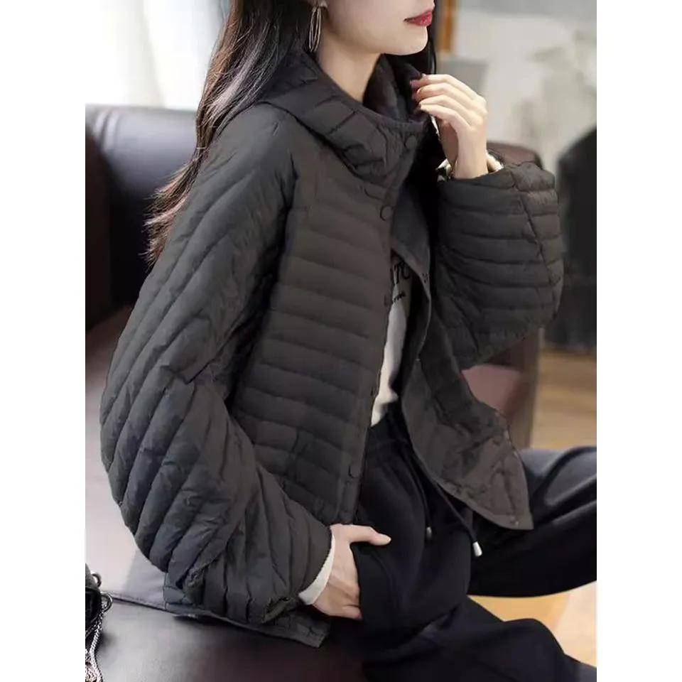 Women's Autumn and Winter Small Short Jacket Loose Hooded Solid Color Warm Down Jacket