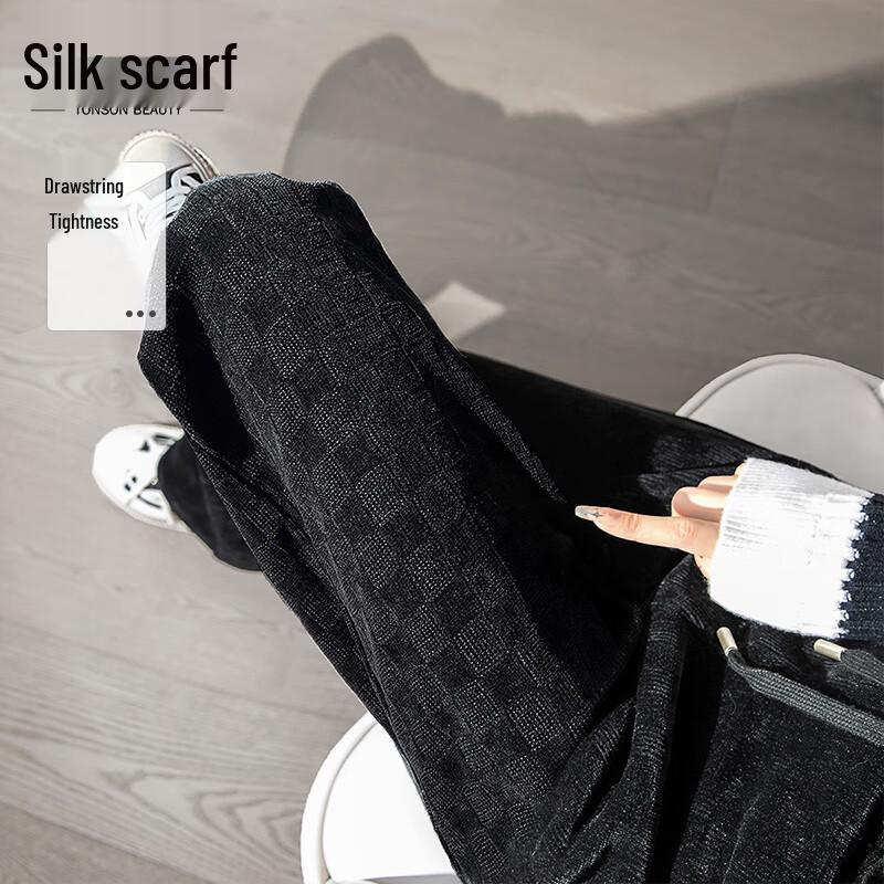 

Sibaishe Women s High-Waist Plaid Wide-Leg Casual Pants XL