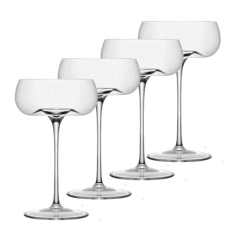 4PCS Coupe Cocktail Glass Hand-Blown Crystal Martini Glasses | Unique Art Deco Cocktail Glasses 240ml