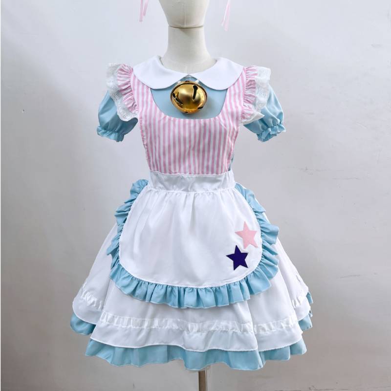 Maid Outfit Cosplay Polyester Fabric With Cute Apron And Bell For Halloween Cosplay Enthusiasts