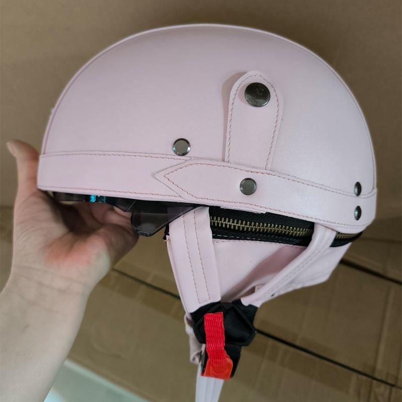 Vintage Personality Helmet Lens Standard Motorcycle Half Helmet Scooter Cruise Leather Helmet Prince Helmet