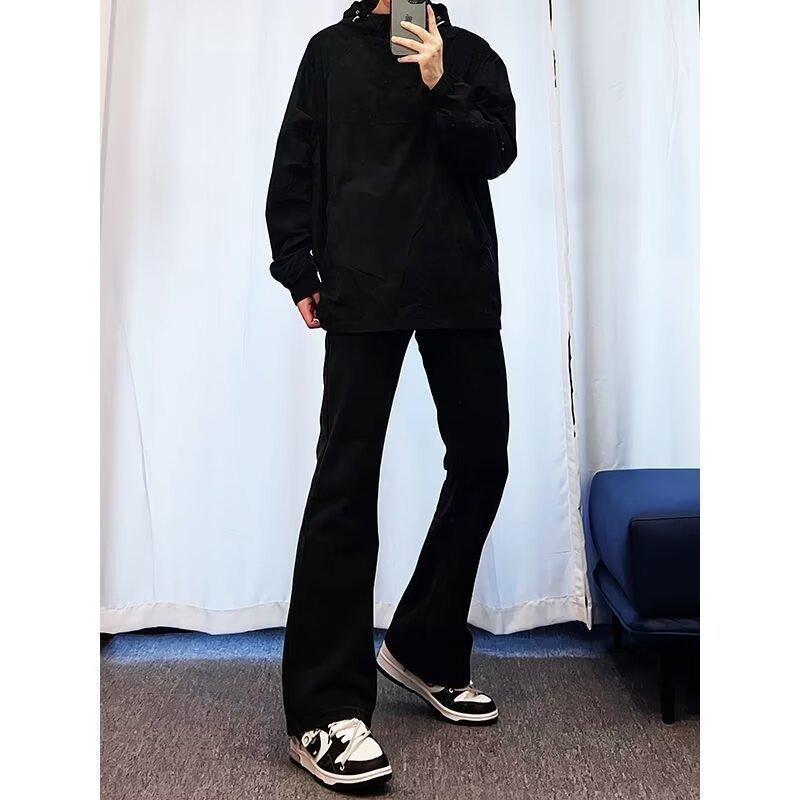 American High Street Style Design Breasted Jeans Men's Trendy Brand Slim-fitting and Thin Casual Trousers