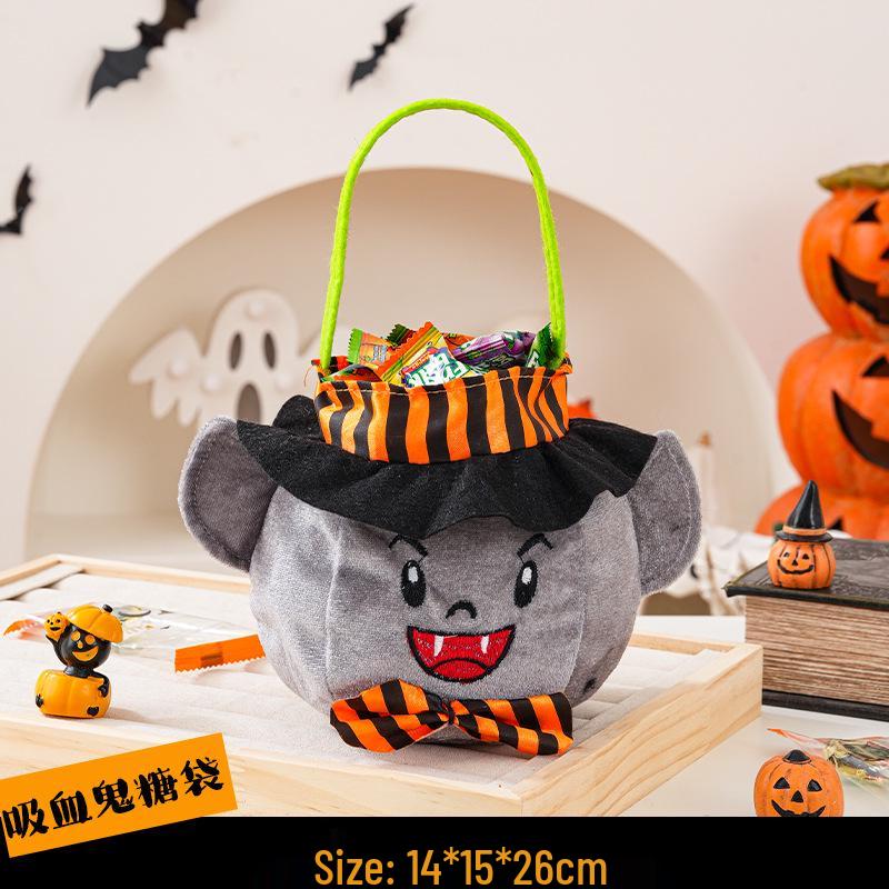 Pumpkin Lantern Trick-or-Treat Candy Bag for Kids - Halloween Handheld Decoration and Small Gift Prop