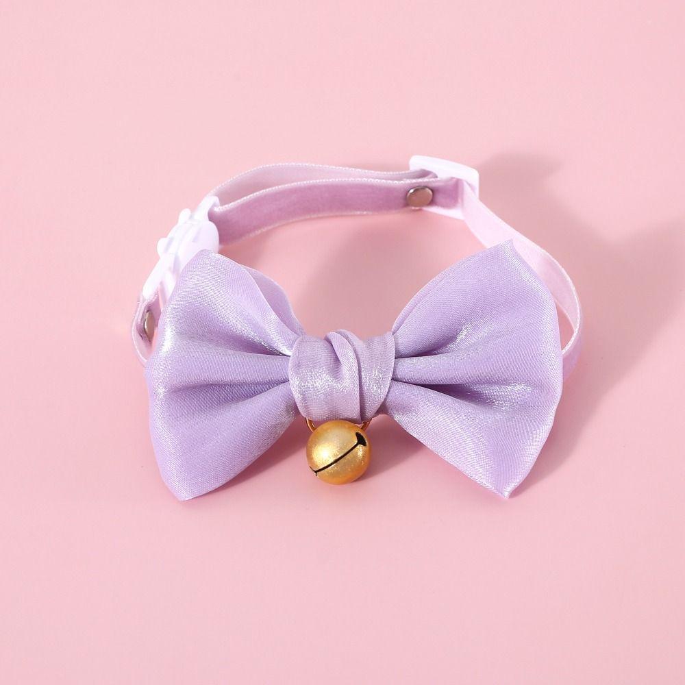 Mignon Collier Chat Coloré Poire Lustré Anti-étouffement Nœud avec Clochette Promenade Extérieure Velours Collier Animal Chat Chien