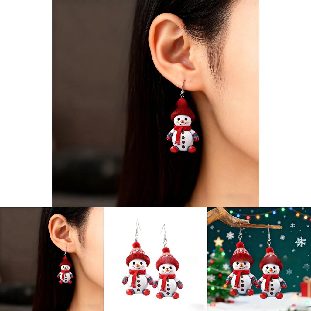 Winter Snowman Earrings With Silver Posts And Cute Design For Holiday Gift Giving