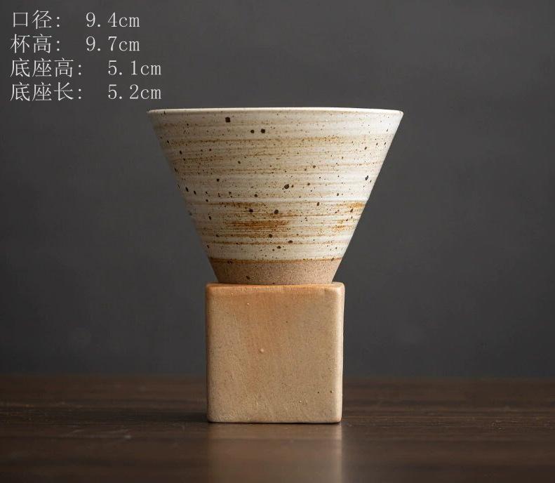 Retro Coffee Cup Creative Hexagonal Cup Light Luxury Coarse Pottery Mug Handmade Cup Nordic Design Cone Cup