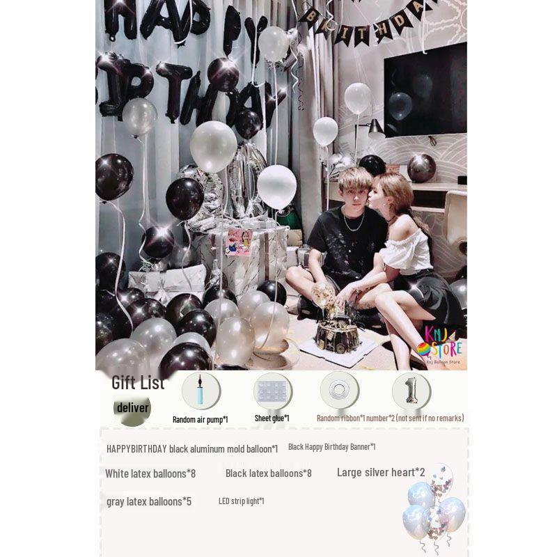 Romantic Birthday Surprise Decorations: Balloons and Background for Girls & Boyfriends