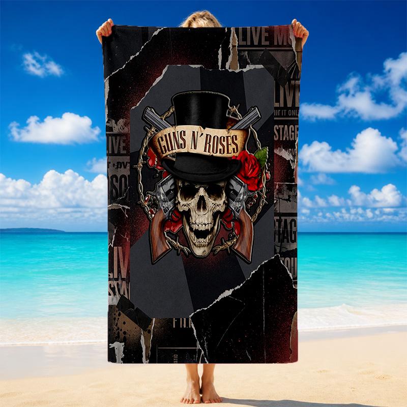 Guns N’ Roses Print Microfiber Beach Towel Sand?Resistant Lightweight Towel For Swimming Outdoor Travel Use