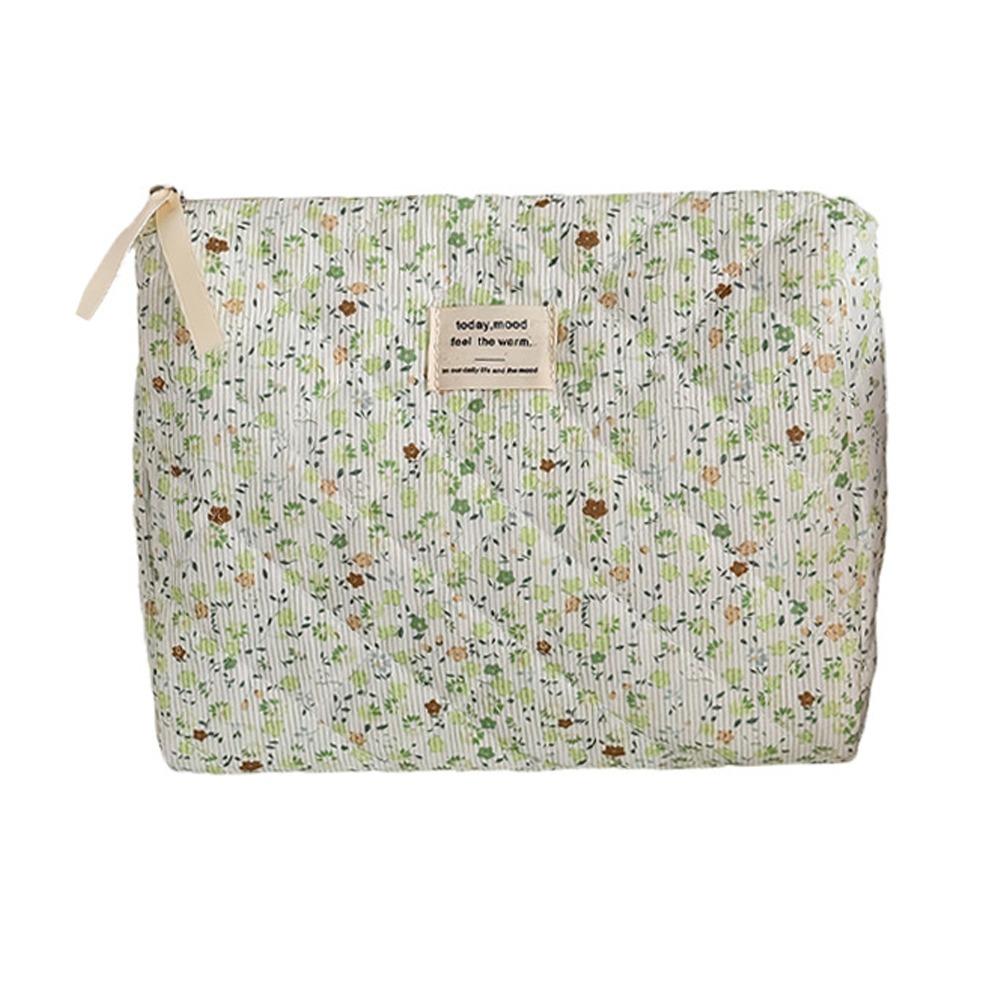 Ins Style Korduroy Ästhetischer Kosmetik-Organizer Große Kapazität Reißverschluss Floral Make-up Tasche Hautpflege Clutch Kosmetik