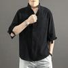 Men's Loose Fit Cotton & Linen Three-Quarter Sleeve Chinese Style Shirt
