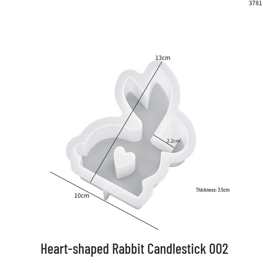 Easter Bunny Heart Candle Holder Silicone Mold for DIY Resin Casting