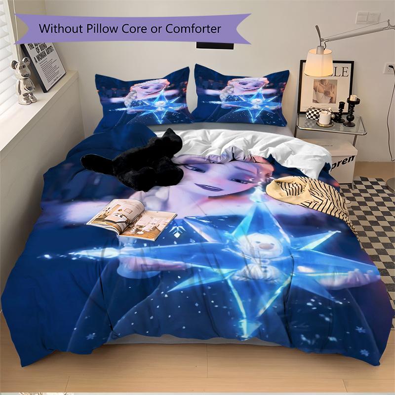 

3pcs Frozen II Magic Star Bedding Set Includes 1 Quilt Cover and 2 Pillowcases, Comfortable S049 135x200cm