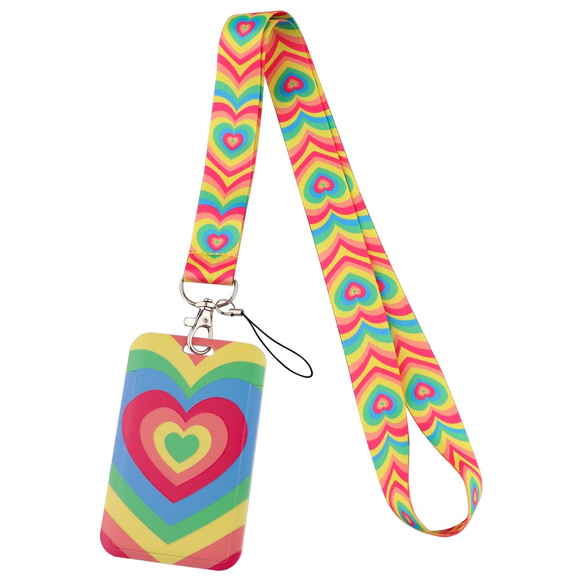Kleurrijke Hart Lanyard Liefde Halsband voor sleutel ID-kaart Mobiele telefoon Lanyards Badgehouder DIY Hangend Touw Nekband Accessoires