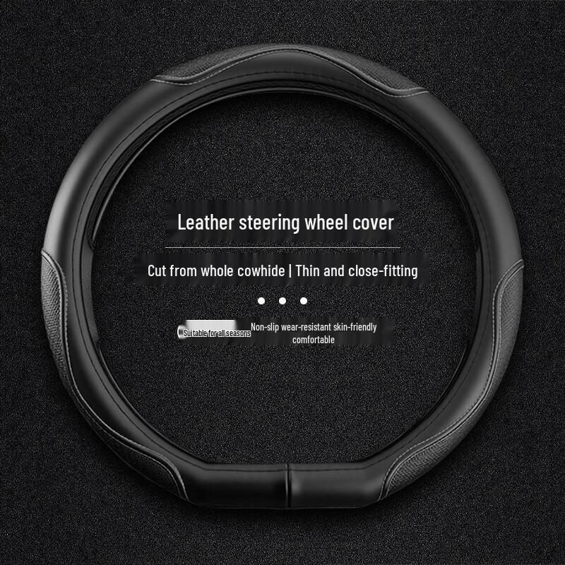 RATHBONE Genuine Leather D-Shape Steering Wheel Cover Universal Fit