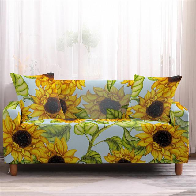 

Чехол с принтом подсолнуха, все включено, эластичное эластичное полотенце для дивана, эластичный защитный чехол для гостиной, чехлы на сиденья 1/2/3 1 seater 90-140cm