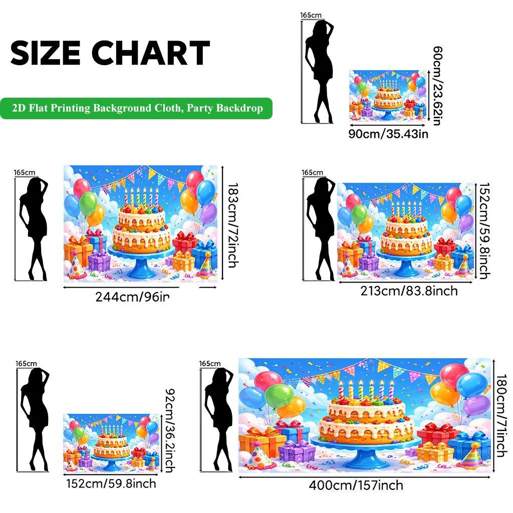 2D Flat Backdrop1pc Balloons Cake Gift Party Backdrop Banner Polyester Wall Decor For Living Room Bedroom Office Outdoor Decor Party