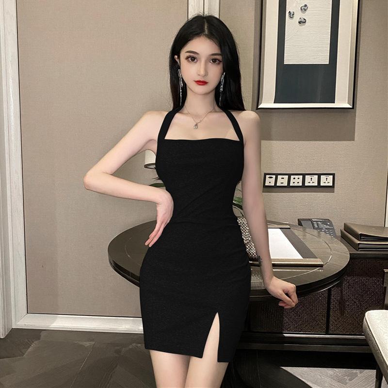 

Женское однотонное платье с сексуальным вырезом и бретелькой через шею M