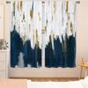 2Pcs Artist Brushstroke Curtains Blue White Gold Abstract Pattern Living Room Bedroom Kids Room Sunshade Modern Art Decor