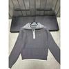Shengjia 025 New Autumn/Winter Letter Embroidery Half-Zip Lapel Knit Long Sleeve Loose Top