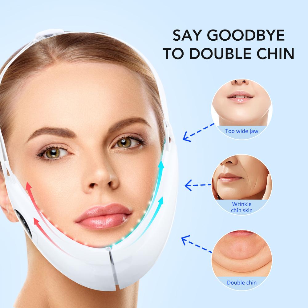 Rechargeable V Face Massager 5-Modes Facial Microcurrents Face Lifting Slimming Machine Skin Care Belt EMS Double Chin Reducer