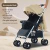 Compact Four-Wheel Baby Stroller: Sit, Lie, Fold - Lightweight Umbrella Design with Shock Absorption for Ages 0-3.