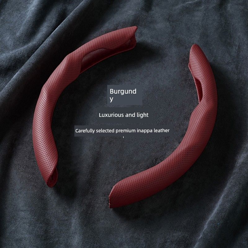 

New Nappa Pattern Car Steering Wheel Cover, Winter and All-Season Use, Non-Slip, High-End Feel for Women, Ultra-Thin Suede for Men Nappa Pattern [Punched Pattern Martha Red]