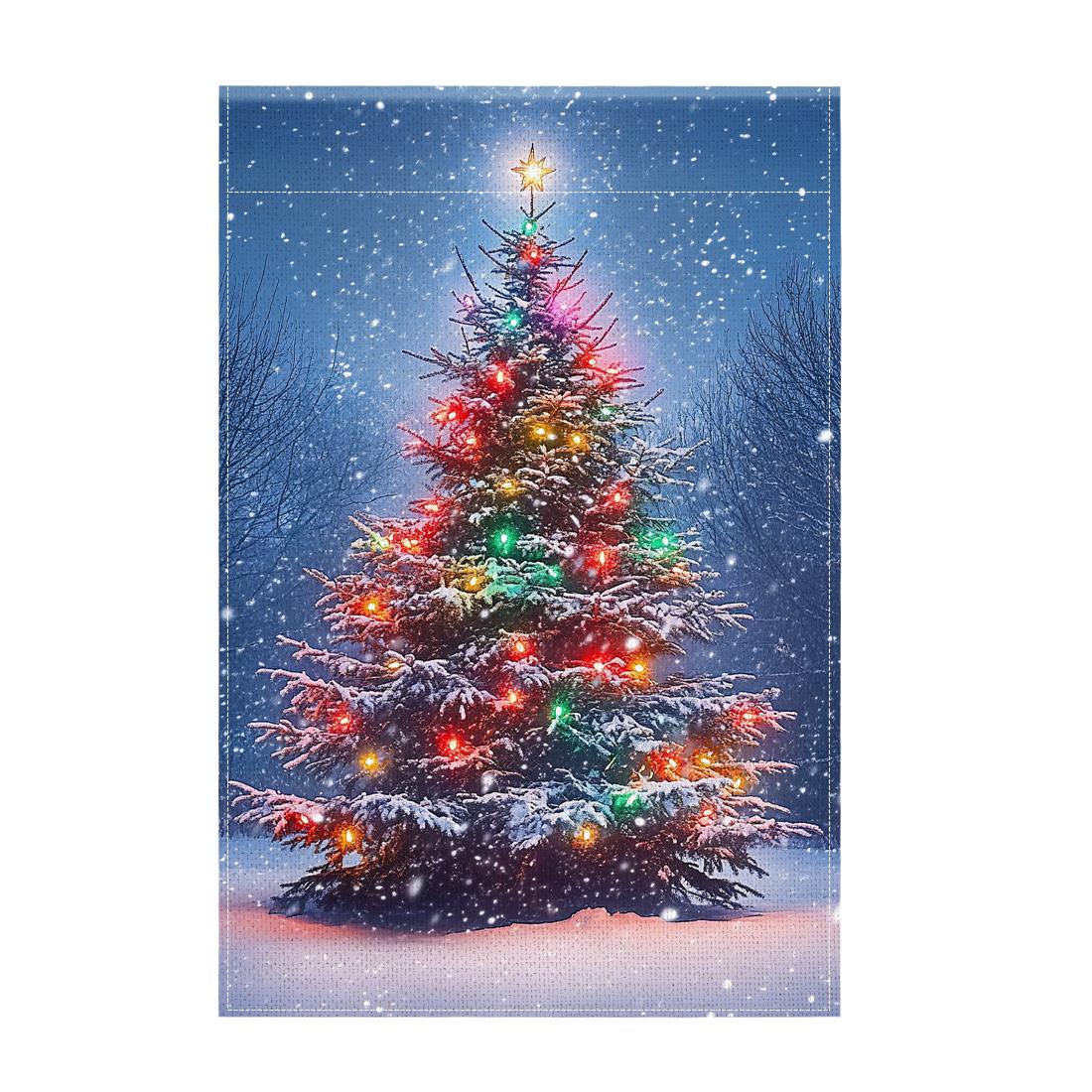 

Christmas treeGarden Flag 12x18 Inch Double Sided for Courtyard Outdoor Welcome Flag Decoration (Excluding flagpole)
