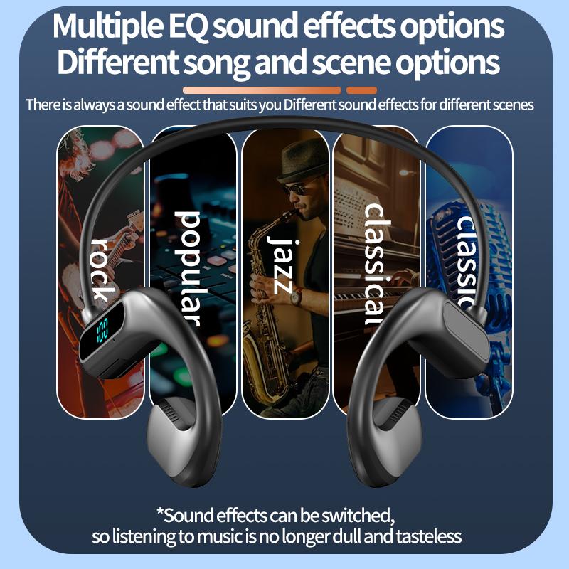 T80 Bone Conduction Headphones Wireless Bluetooth Led Display Earphone Stereo Sports Headset Wireless Headset Bluetooth 6.0