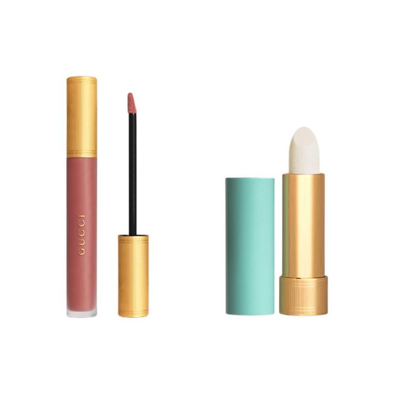 Набор макияжа Gucci Cloud Mist Lip Glaze Rouge Lip Balm Легко наносится Цвет Cloud Mist Lip Glaze #208 + Rouge Lip Balm #01 коричневый