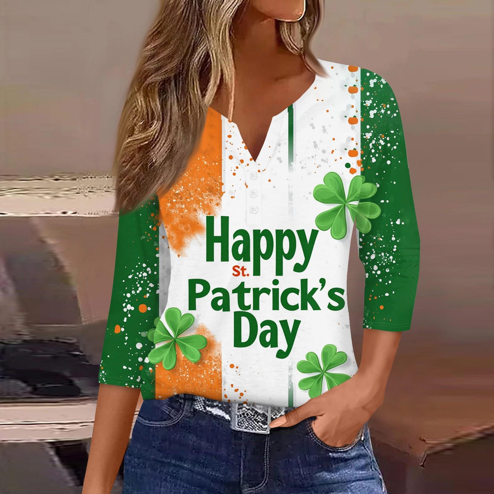 

Жен. Футболка Футболка С принтом Пуговицы Рукав 3/4 Повседневные Выходные Мода Классический V-образный вырез Обычный Топ L оранжевый