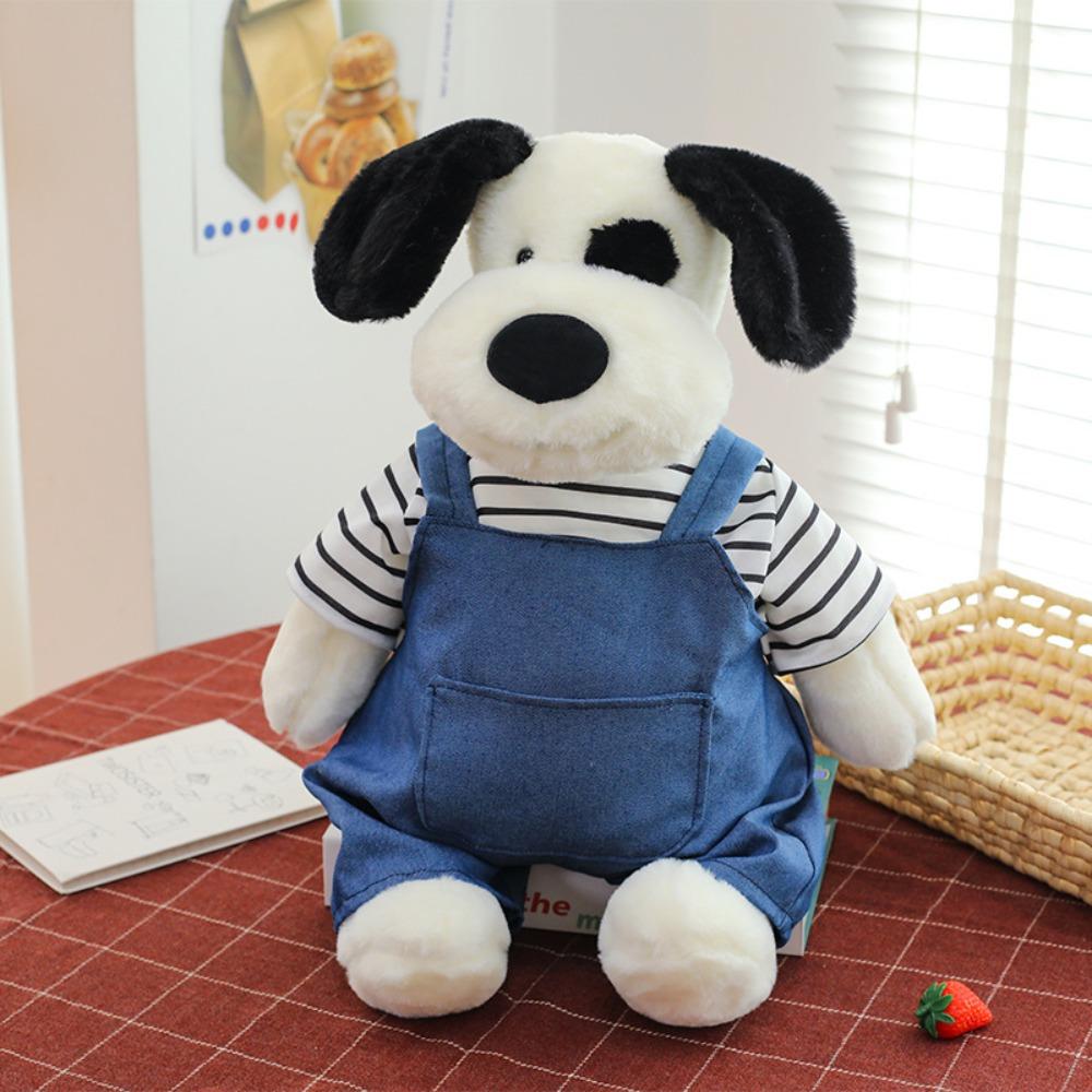 

Simulation Dog Plush Toys PP Cotton Stuffed Animal Dog Doll Overalls Puppy Doll Decorate Present 28CM-Style B
