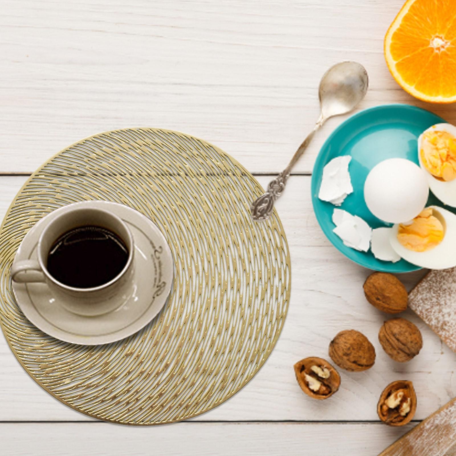 

Elegant Round Shape Pad Placemats Pretty Easy To Clean Table Mats For Dinner Party Decoration Non-Slip Place Mats One Size золотой