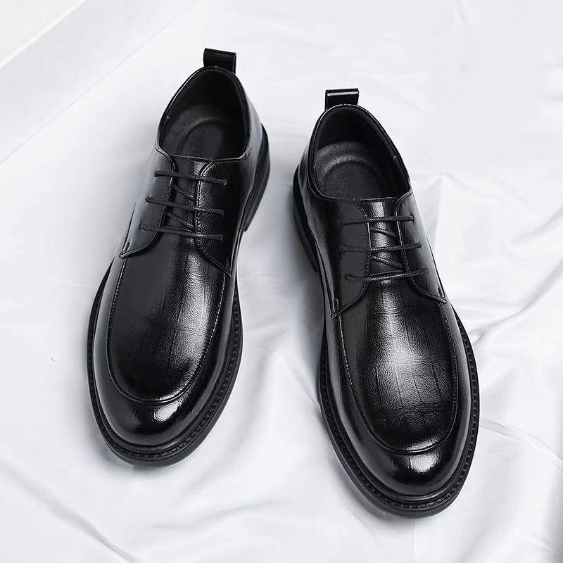 Leather shoes men's shoes formal wear British casual soft-soled green dating men's shoes