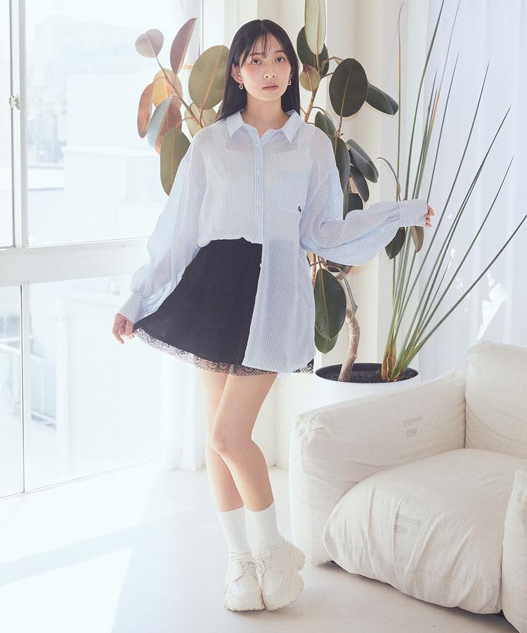 Music Casual Back Shirt for Saxe Blue [Earth & Ecology] Lace-up Women,