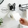 Toilet Paper Holder Wall Mount French Bulldog Towel Holder for Dispensing Paper Towels and Hanging Bath Towels