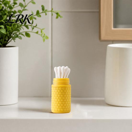 Portable Cotton Swab Case 3D Printed Storage Box, Mini Dustproof Spiral Cap Compact Personal Care Organizer, Honeycomb Appearance Container for Travel