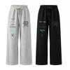 Heren Casual Joggingbroek met Rechte Pasvorm en Letterprint Losse Pasvorm Elastische Taille Streetwear Joggers