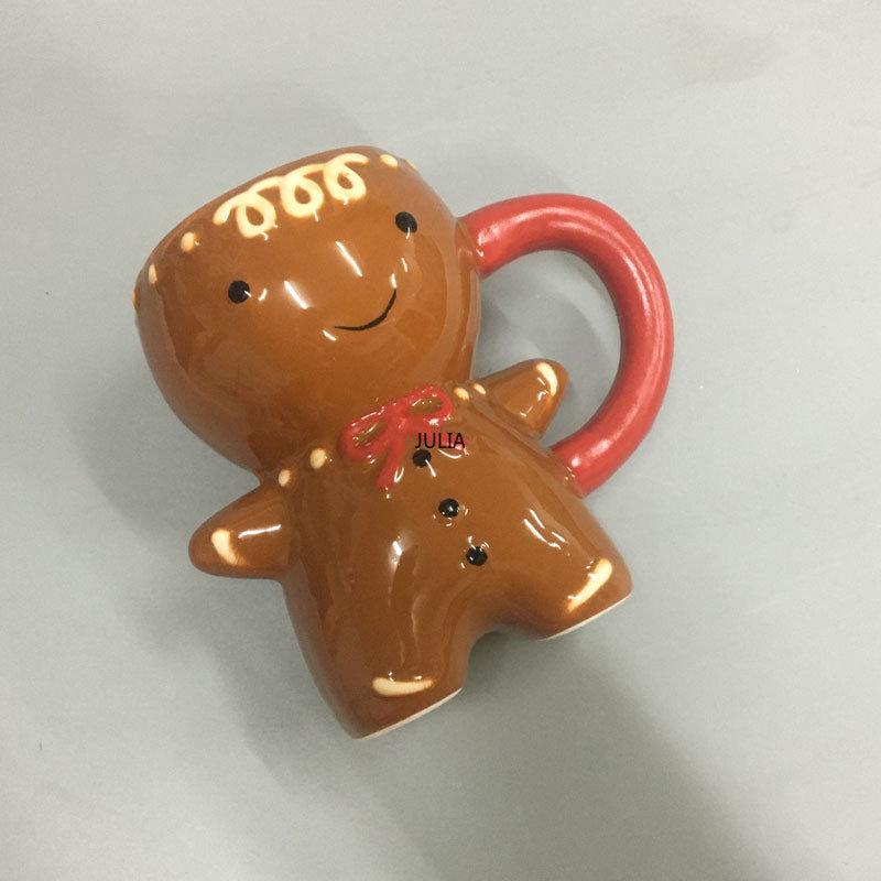 300ml Gingerbread Man Christmas Mug 3D Gingerbread Man Ceramic Cup Milk Coffee Water Cup Mug Gift