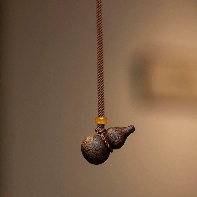 Handmade Natural Qinan Agarwood & Jade Gourd Pendant Necklace (2025 Edition)