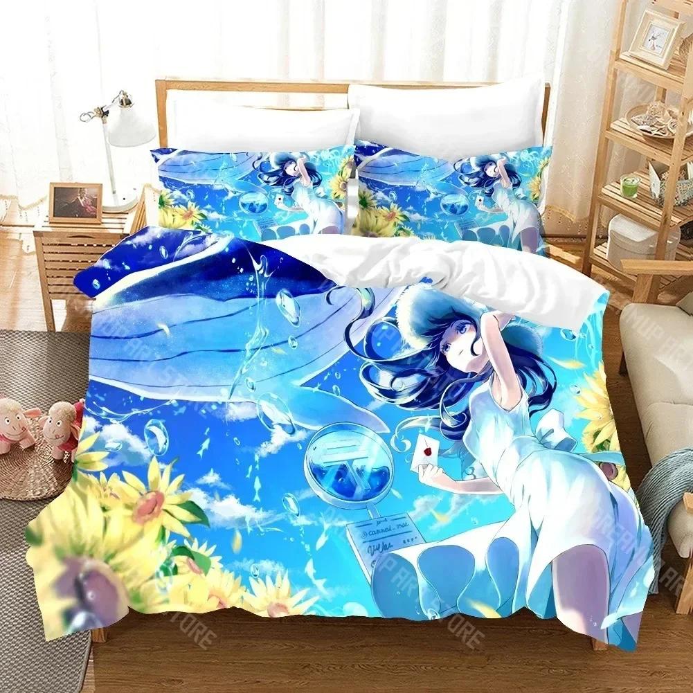 3D Print Anime Girl Bedding Set Cartoon Fashion 3D Print Comforter Luxury Queen King Single Duvet Cover Set Home Textile
