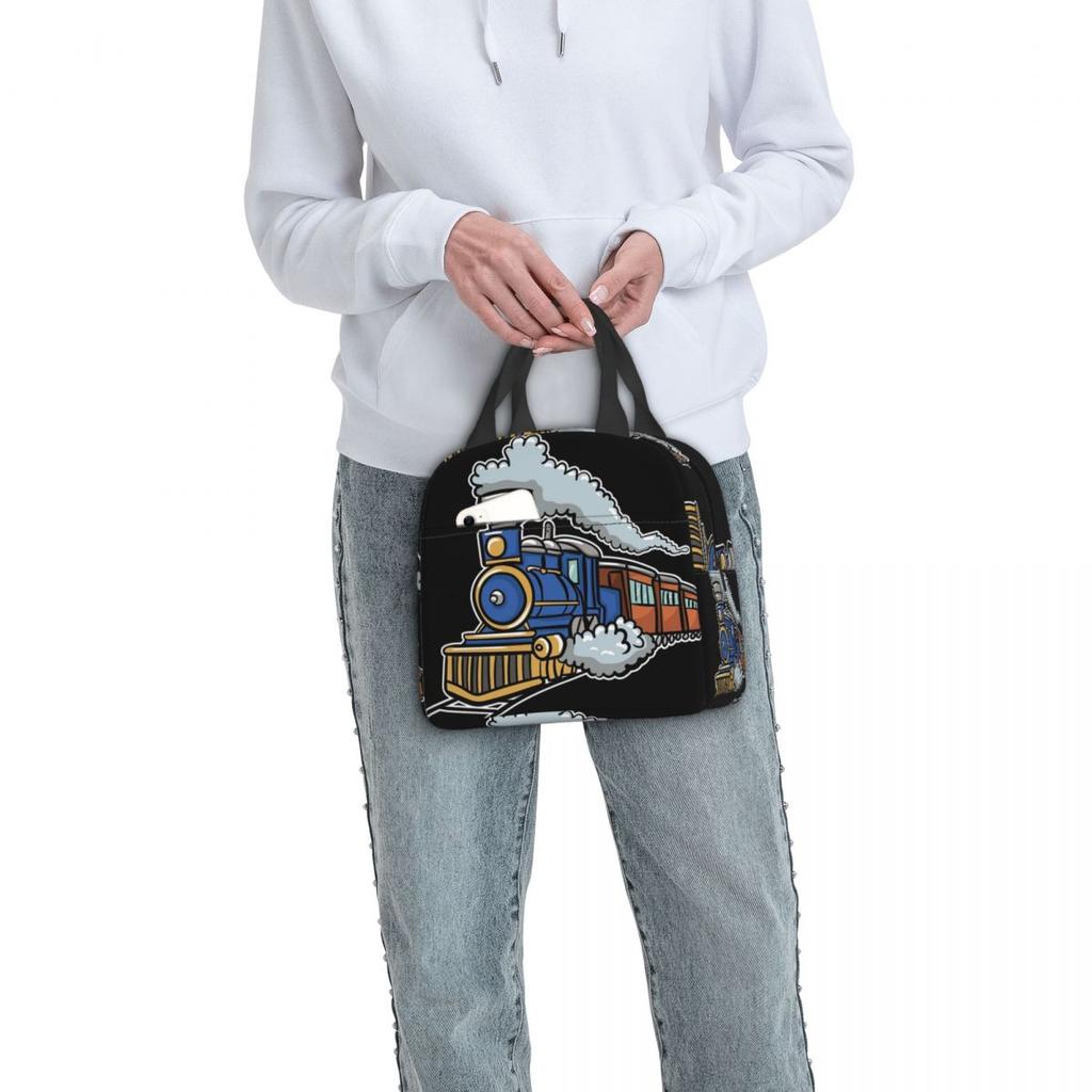 Zug Eisenbahn Isolierte Lunchtasche für Damen Kinder Auslaufsichere Lebensmittelbehälter Thermische Lunchbox Tragetasche